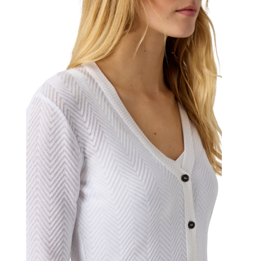 Cardigan bouton MISSONI coton viscose zigzag blanc