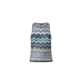 Top sans manche coton viscose zigzag bleu