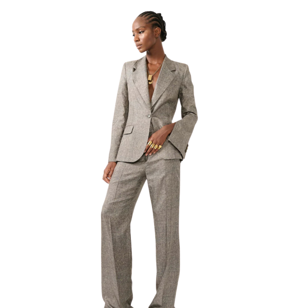 Veste de costume en twill de soie imprimé Lino gris beige