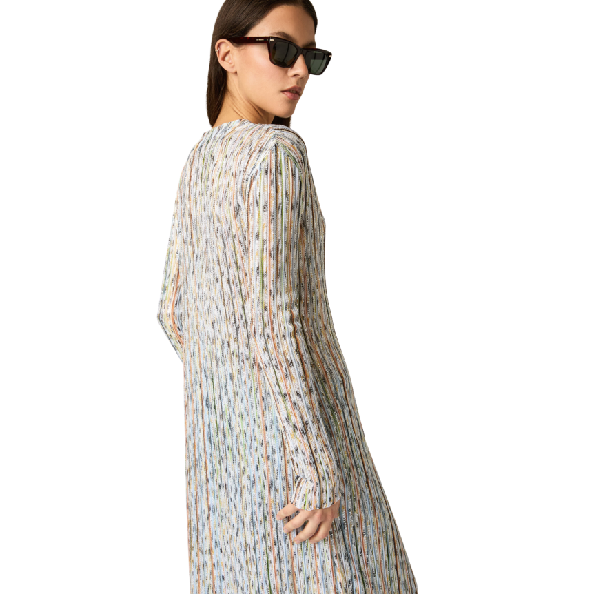 Cardigan côtelé MISSONI en mélange de viscose avec paillettes lurex multicolore