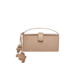 Sac pochette Petit Apolonia daim beige  breloque fleur