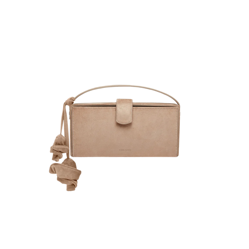 Sac pochette MAGDA BUTRYM Apolonia Petit daim beige  breloque fleur