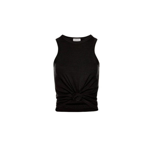 Top sans manches MAGDA BUTRYM coton noir noeud fleur
