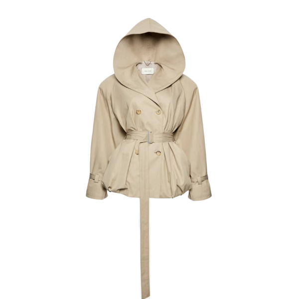 Veste courte MAGDA BUTRYM Coupe vent Trench boule capuche coton beige ceinture