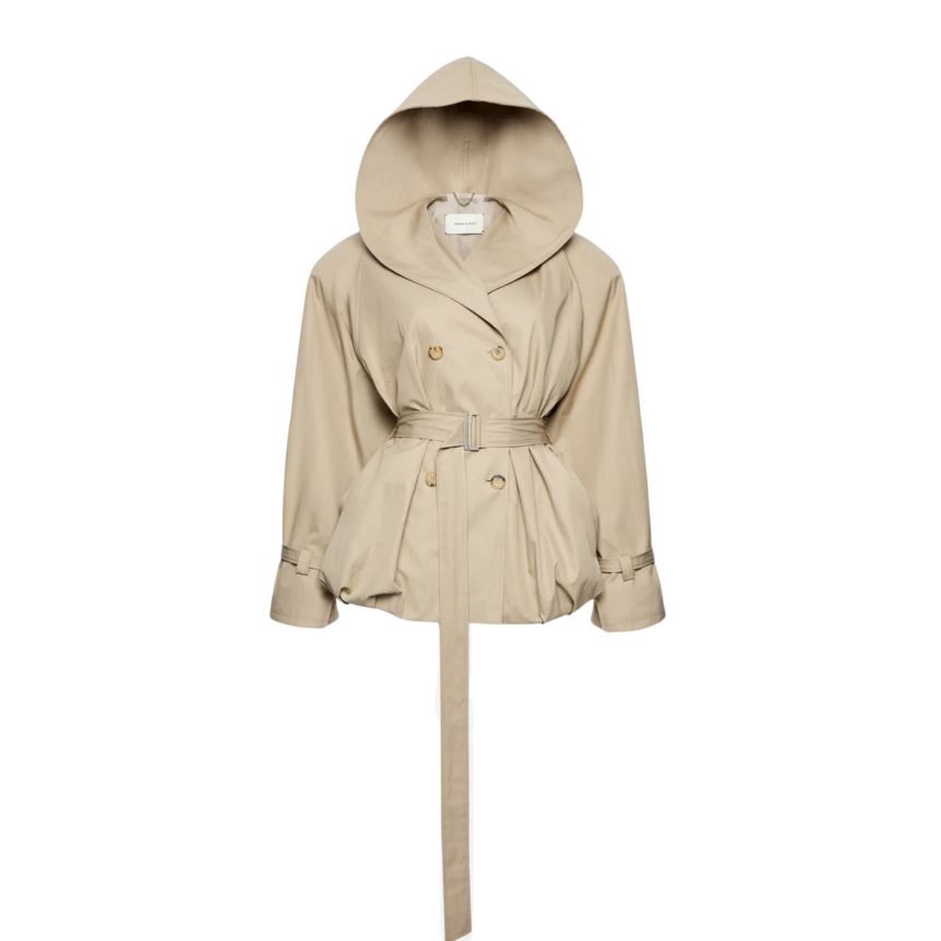 Veste courte MAGDA BUTRYM Coupe vent Trench boule capuche coton beige ceinture