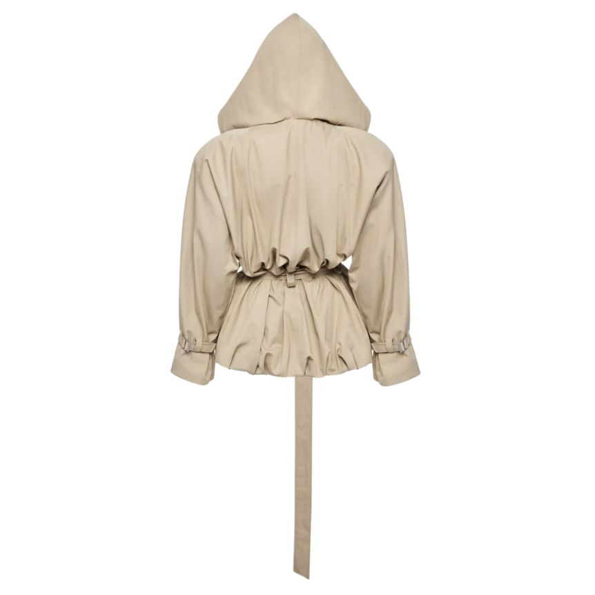 Veste courte MAGDA BUTRYM Coupe vent Trench boule capuche coton beige ceinture