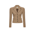 Veste courte cintrée Blazer laine beige 5 boutons