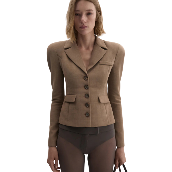 Veste courte cintrée MAGDA BUTRYM Blazer laine beige 5 boutons