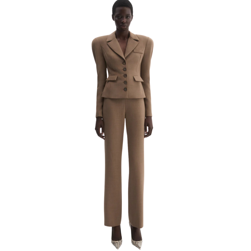 Veste courte cintrée MAGDA BUTRYM Blazer laine beige 5 boutons