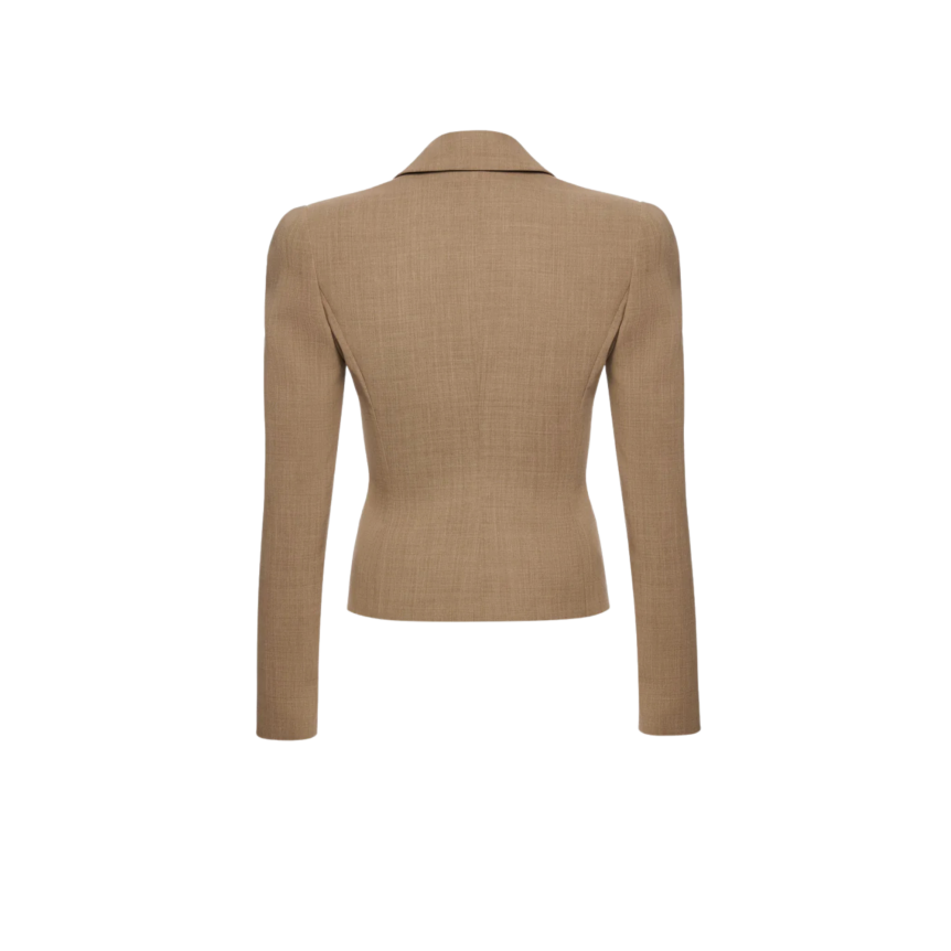 Veste courte cintrée MAGDA BUTRYM Blazer laine beige 5 boutons