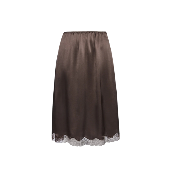 Jupe nuisette MAGDA BUTRYM en dentelle de soie marron bas dentelle