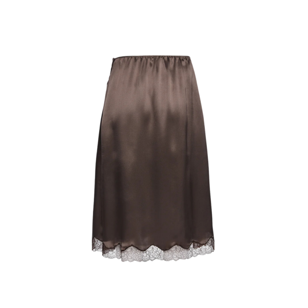 Jupe nuisette MAGDA BUTRYM en dentelle de soie marron bas dentelle