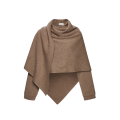 pull cardigan poncho laine beige écharpe