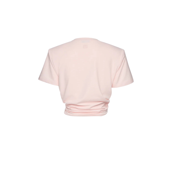 T-shirt épaulé MAGDA BUTRYM col rond court coton rose nœud fleurs