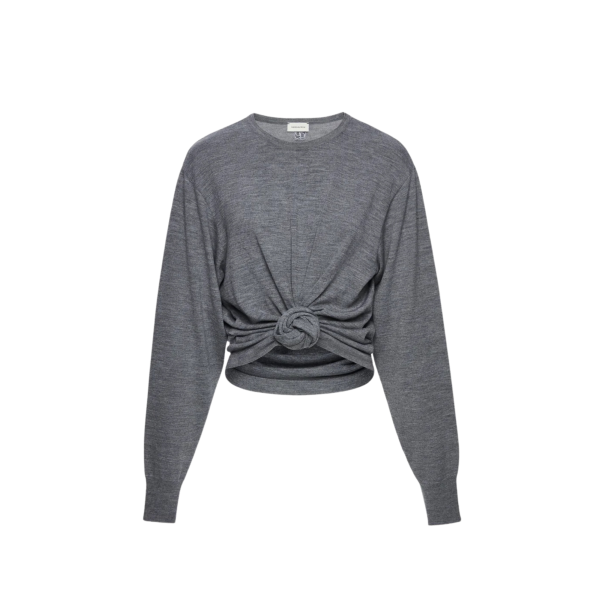 T-shirt à manches longues MAGDA BUTRYM pull laine grise nœud fleurs
