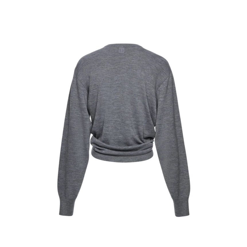 T-shirt à manches longues MAGDA BUTRYM pull laine grise nœud fleurs