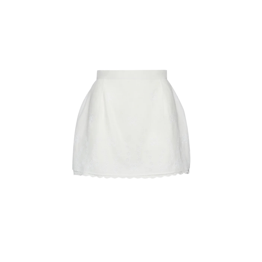 Mini-jupe MAGDA BUTRYM coton lin blanc broderie