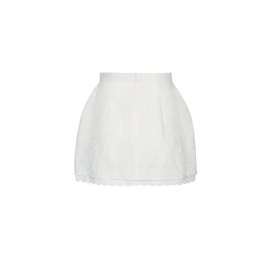 Mini-jupe MAGDA BUTRYM coton lin blanc broderie