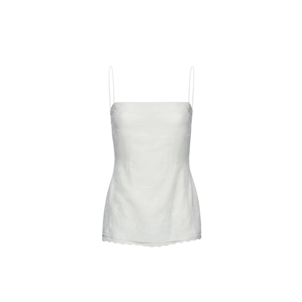 Haut bustier MAGDA BUTRYM fine bretelle coton lin blanc dentelle broderie