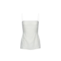 Haut bustier fine bretelle coton lin blanc dentelle broderie