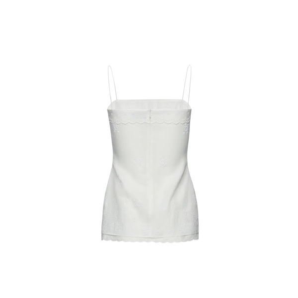Haut bustier MAGDA BUTRYM fine bretelle coton lin blanc dentelle broderie