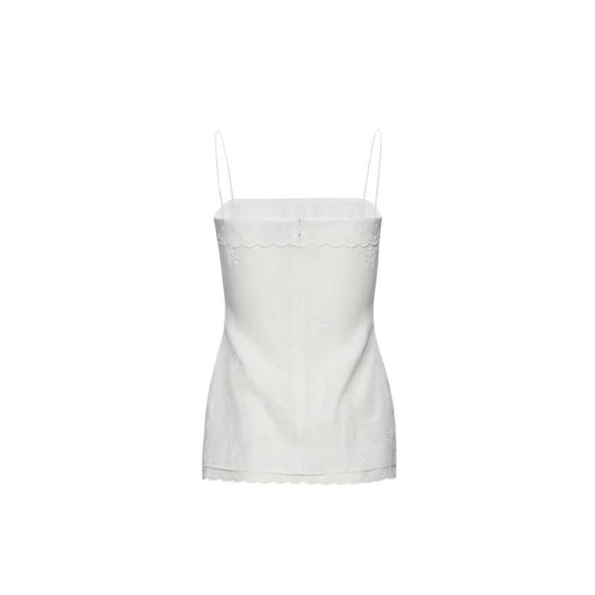 Haut bustier MAGDA BUTRYM fine bretelle coton lin blanc dentelle broderie