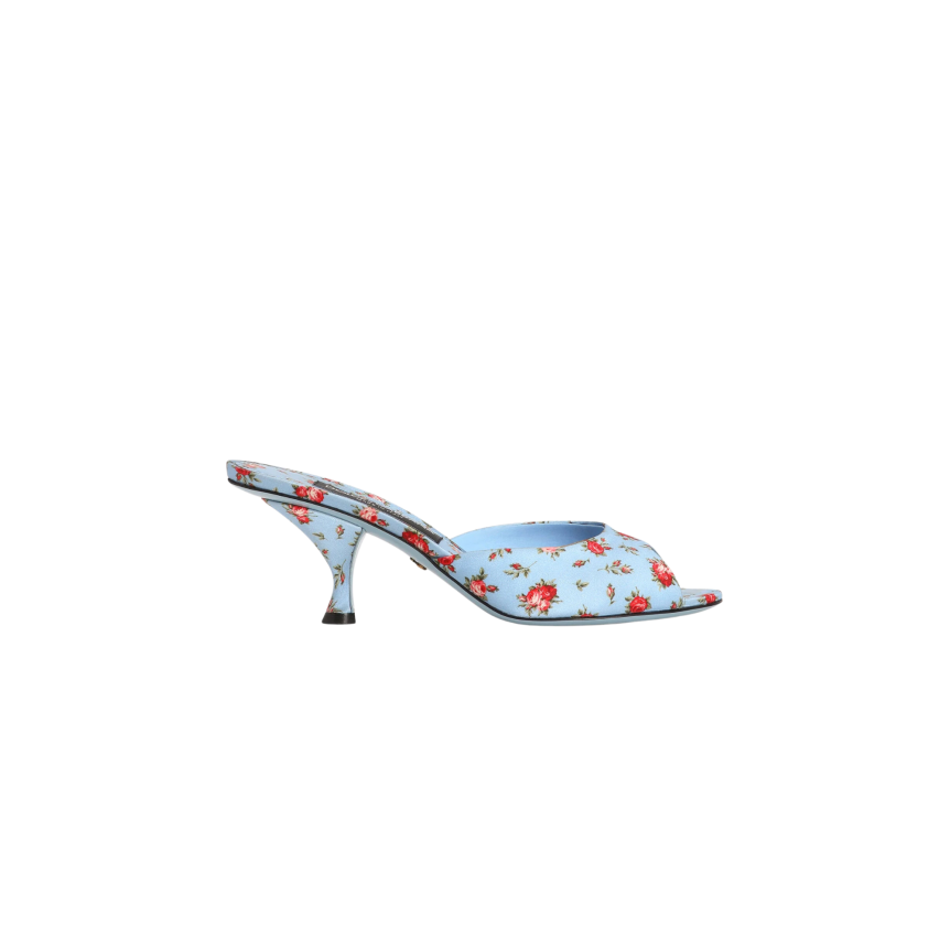 Mules DOLCE & GABBANA Keira en satin bleu à imprimé petites roses