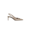 Escarpins ouverts Lollo cuir nappa beige logo DG doré