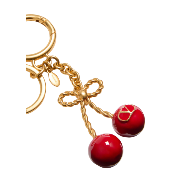 porte-clés chez Valentino en métal et émail doré cerises