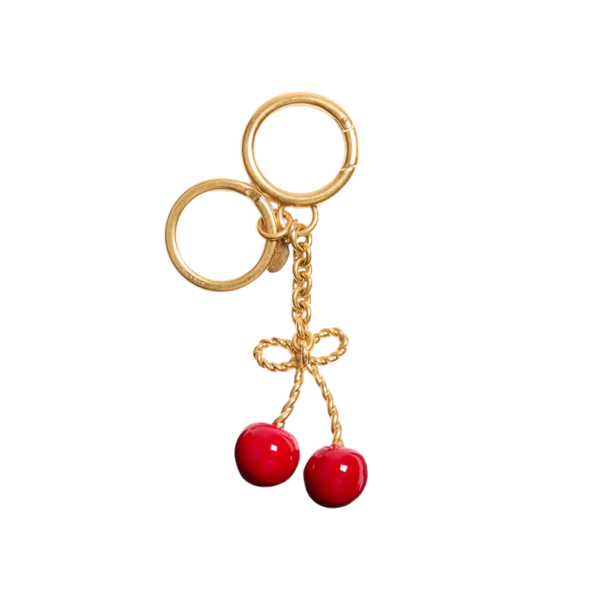 porte-clés chez Valentino en métal et émail doré cerises