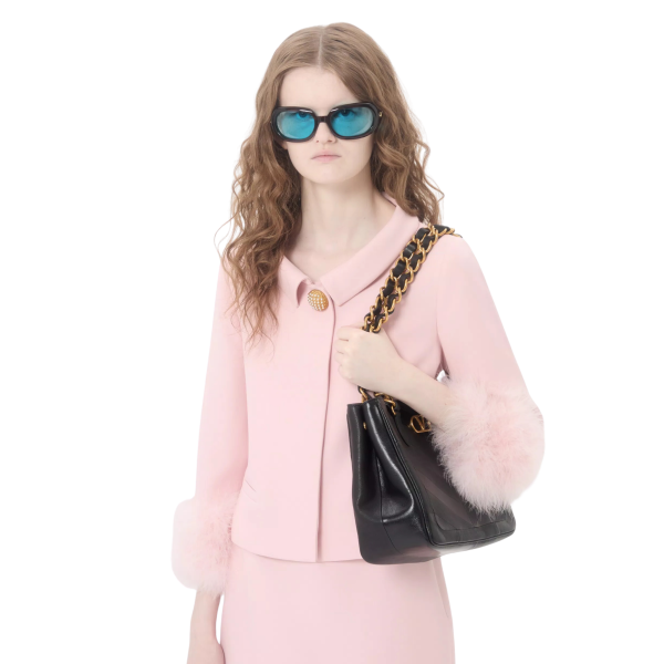 Valentino Garavani Sac petit cabas Laseine carré en cuir Nappa noir à motif chevrons chaine dorée