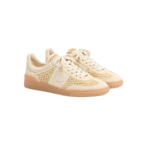 Baskets VALENTINO Upvillage en daim beige raphia tissé