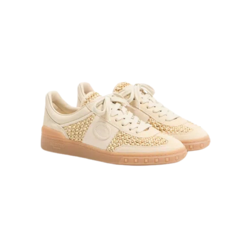 Baskets VALENTINO Upvillage en daim beige raphia tissé