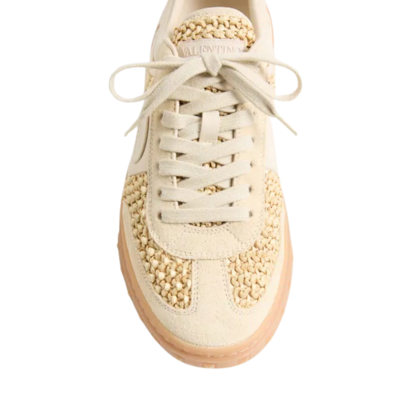 Baskets VALENTINO Upvillage en daim beige raphia tissé