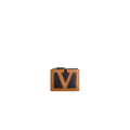 Porte-cartes monnaie zippé Viva Superstar cuir noir V logo camel
