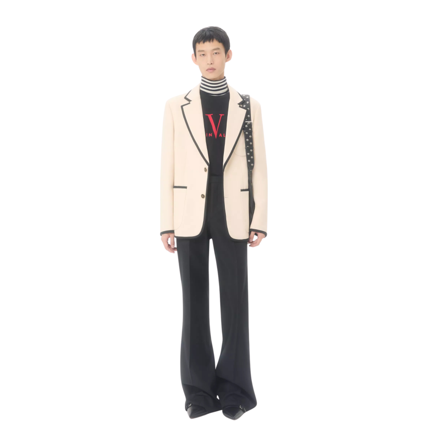 T-shirt VALENTINO manche courte col rond coton noir Made in Valentino rouge