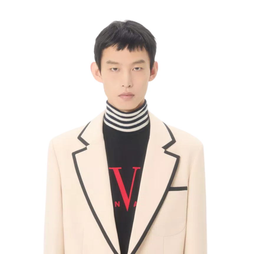 T-shirt VALENTINO manche courte col rond coton noir Made in Valentino rouge