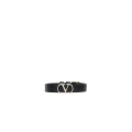 Bracelet en cuir de veau grainé noir V Logo Signature argent