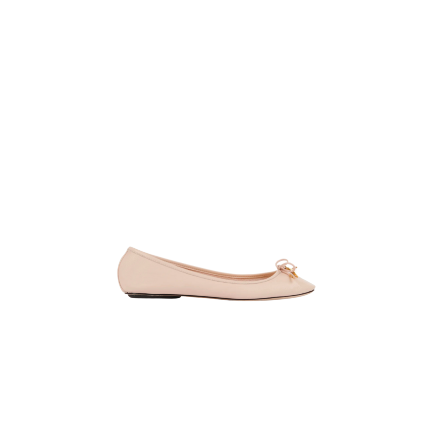 Ballerine CHLOE Iris cuir brillant beige rosé nœud charm banane