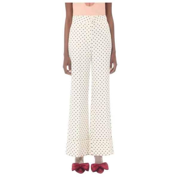 Pantalon large VALENTINO viscose écru à imprimé Supergran Plusdepois