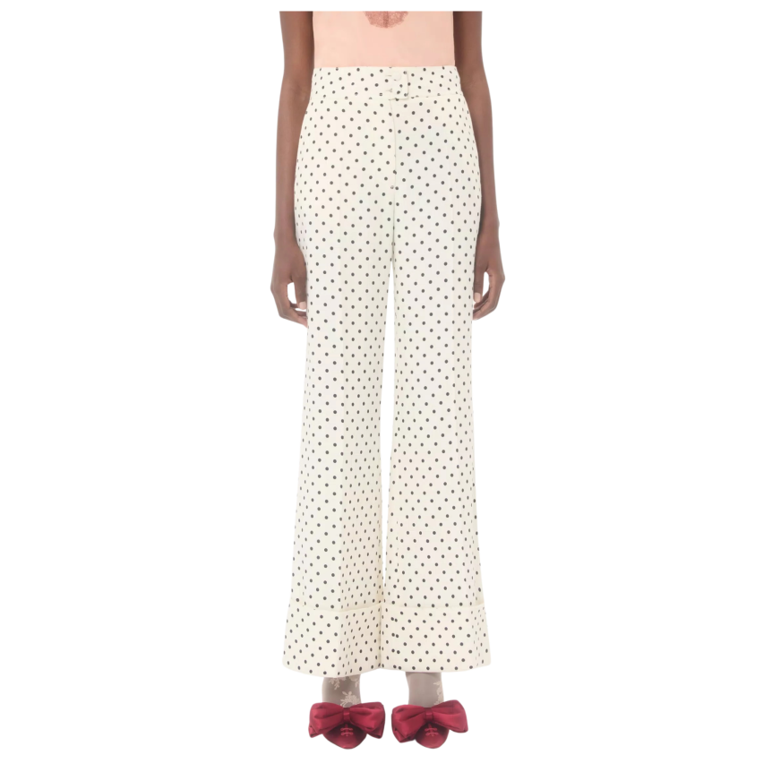 Pantalon large VALENTINO viscose écru à imprimé Supergran Plusdepois