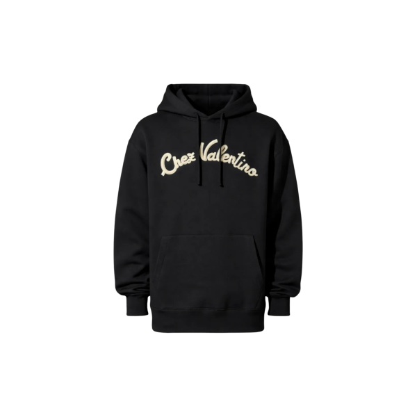 Sweat-shirt à capuche hoodie coton noir Chez Valentino écruU