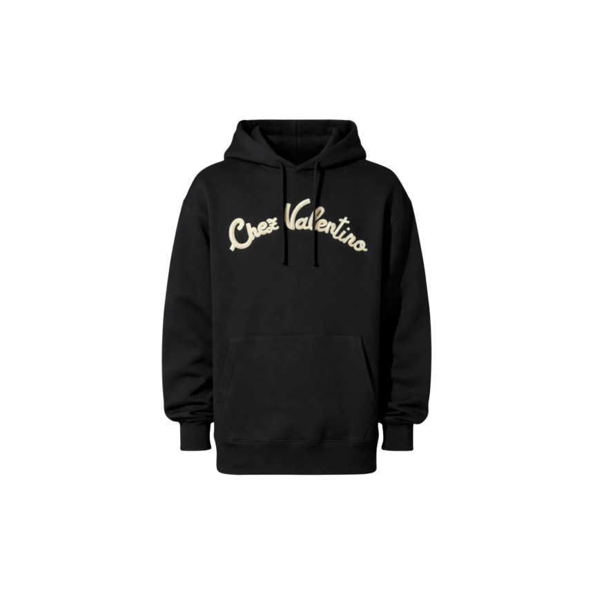 Sweat-shirt à capuche hoodie coton noir Chez Valentino écruU