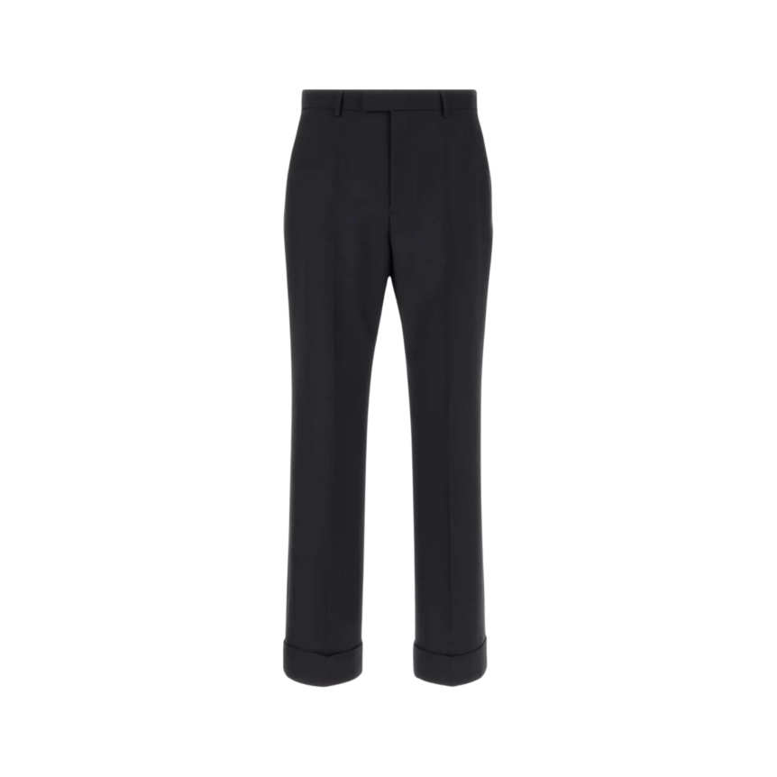 Pantalon droit VALENTINO laine vierge noire  bas grand revers