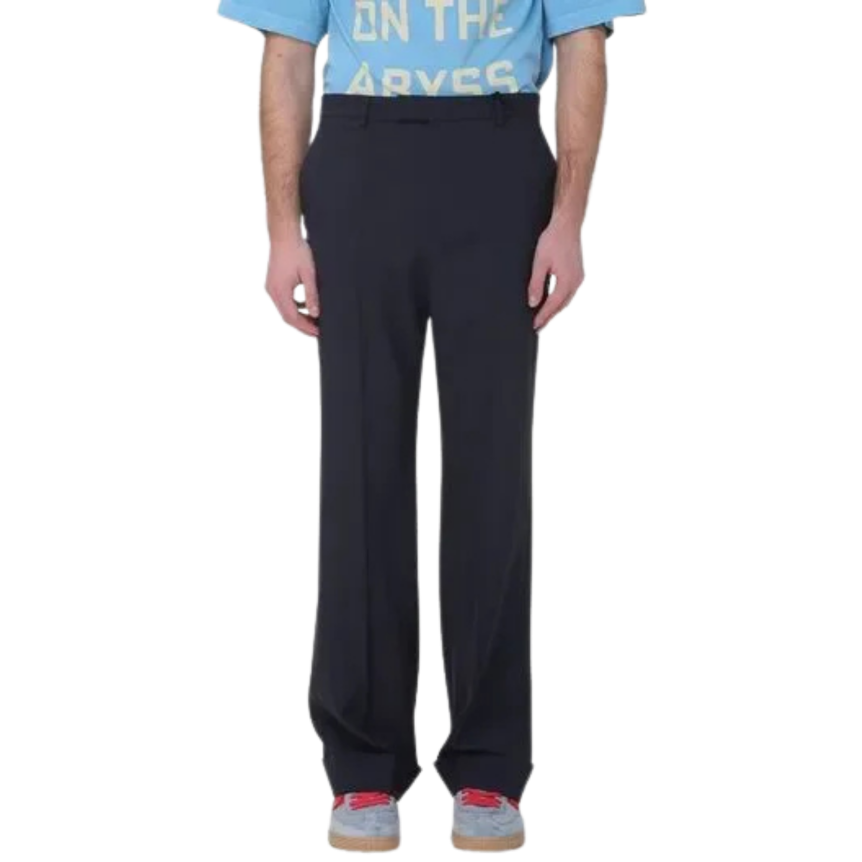 Pantalon droit VALENTINO laine vierge noire  bas grand revers