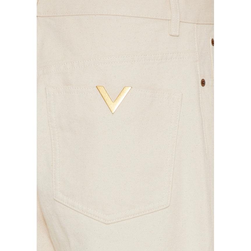 Pantalon Jean VALENTINO coton denim écru poche arrière V logo doré