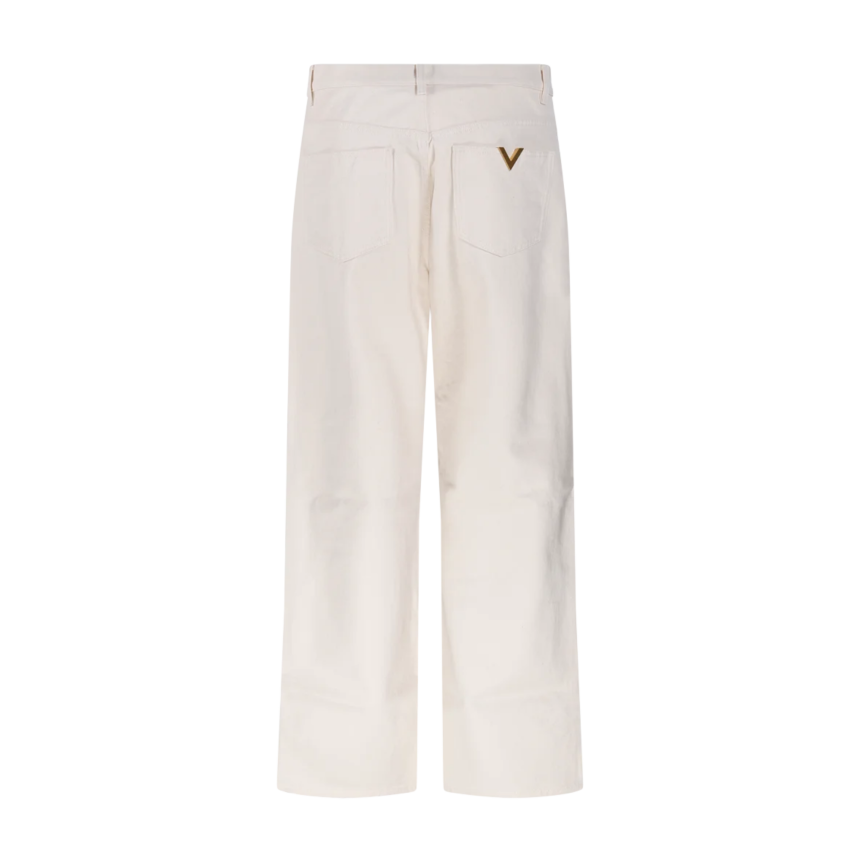 Pantalon Jean VALENTINO coton denim écru poche arrière V logo doré