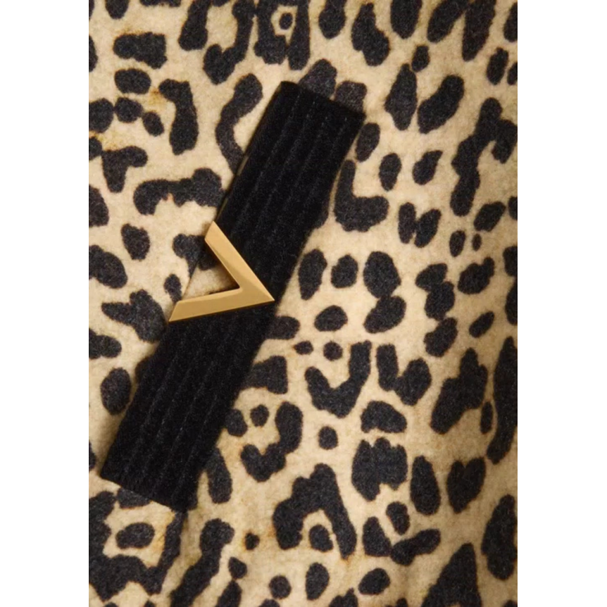 Blouson Bomber drap de laine imprimé panthère V doré col velours