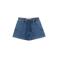 Short coton denim Chambray bleu taille élastique cordon V logo poche arrière