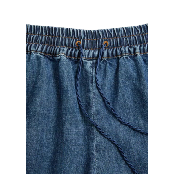 Short VALENTINO coton denim Chambray bleu taille élastique cordon